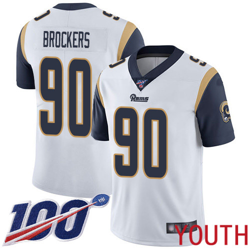 Los Angeles Rams Limited White Youth Michael Brockers Road Jersey NFL Football #90 100th Season Vapor Untouchable
